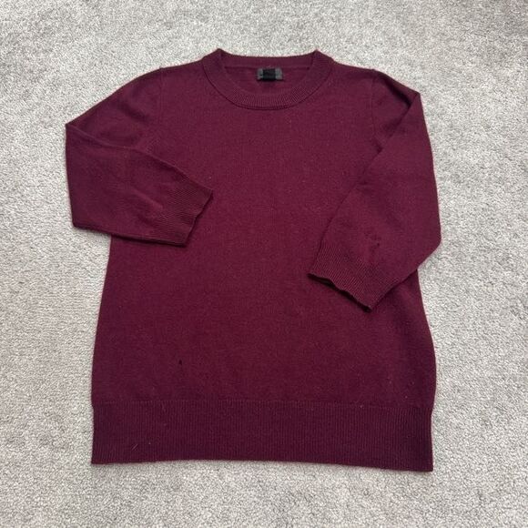 J.CREW Sweaters - J.Crew Italian Cashmere Crew Neck Pullover Sweater Women Small Maroon 3/4 Sleeve